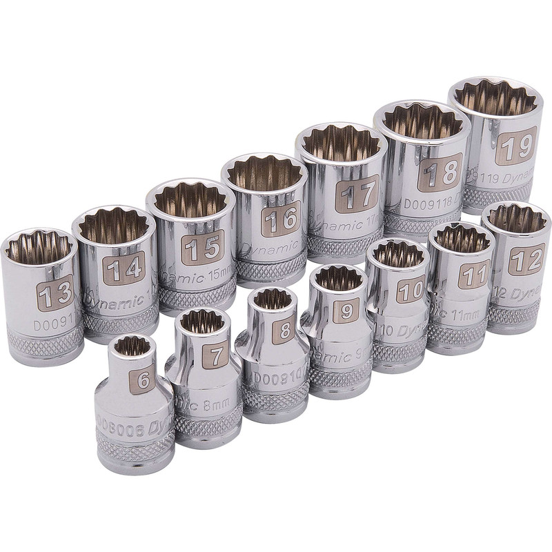 3/8" Drive 14pc 12-Point Standard Metric Socket Set - 6mm - 19mm